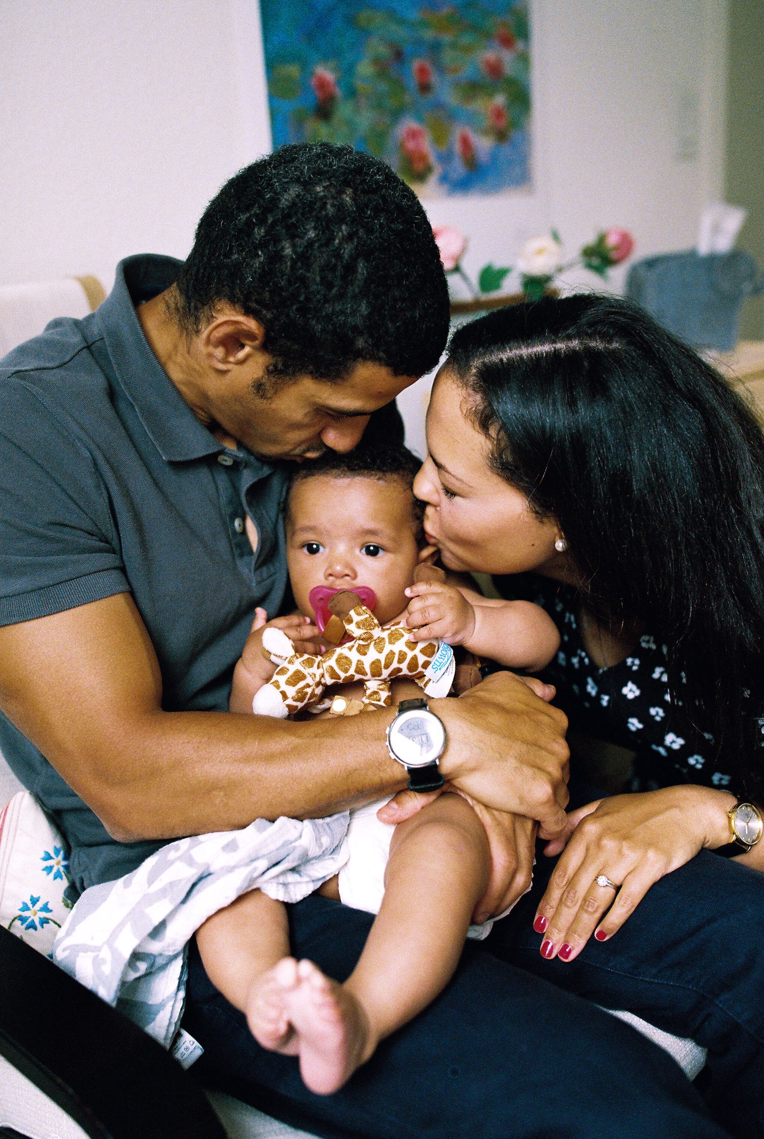 Intimate family moments in a casual indoor setting — in-home lifestyle photography in Marin County
